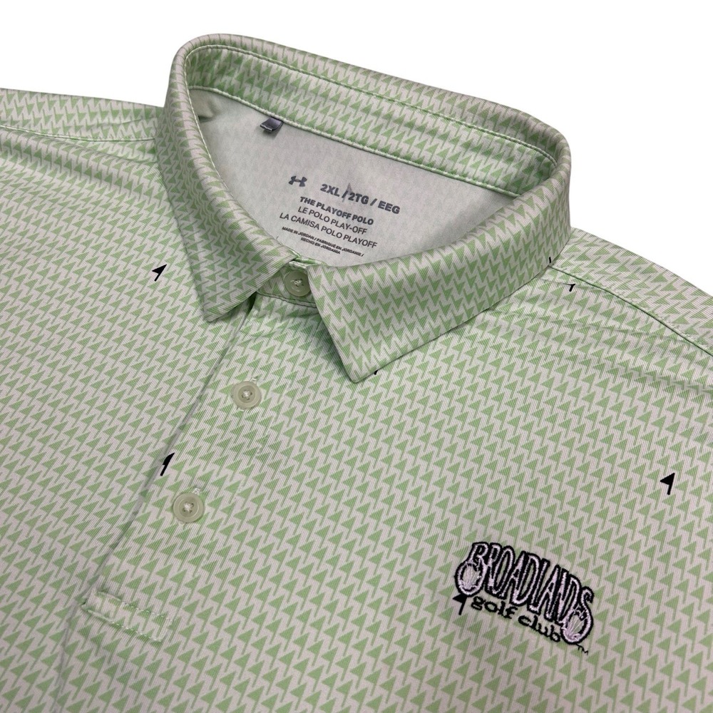 Under Armour‎ The Playoff Polo Shirt Mens 2XL Green Flag All Over Print Golf